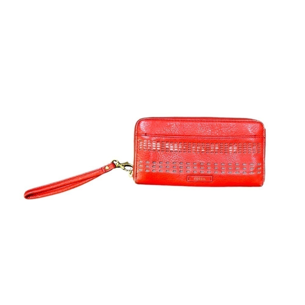 Fossil Women's Julia RFID Leather Wristlet Clutch Chili Pepper - Picture 3 of 7
